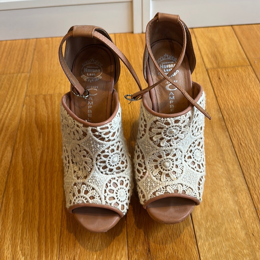 Hot Jeffrey Campbell Handmade Havana Last knitted platform semi wedge